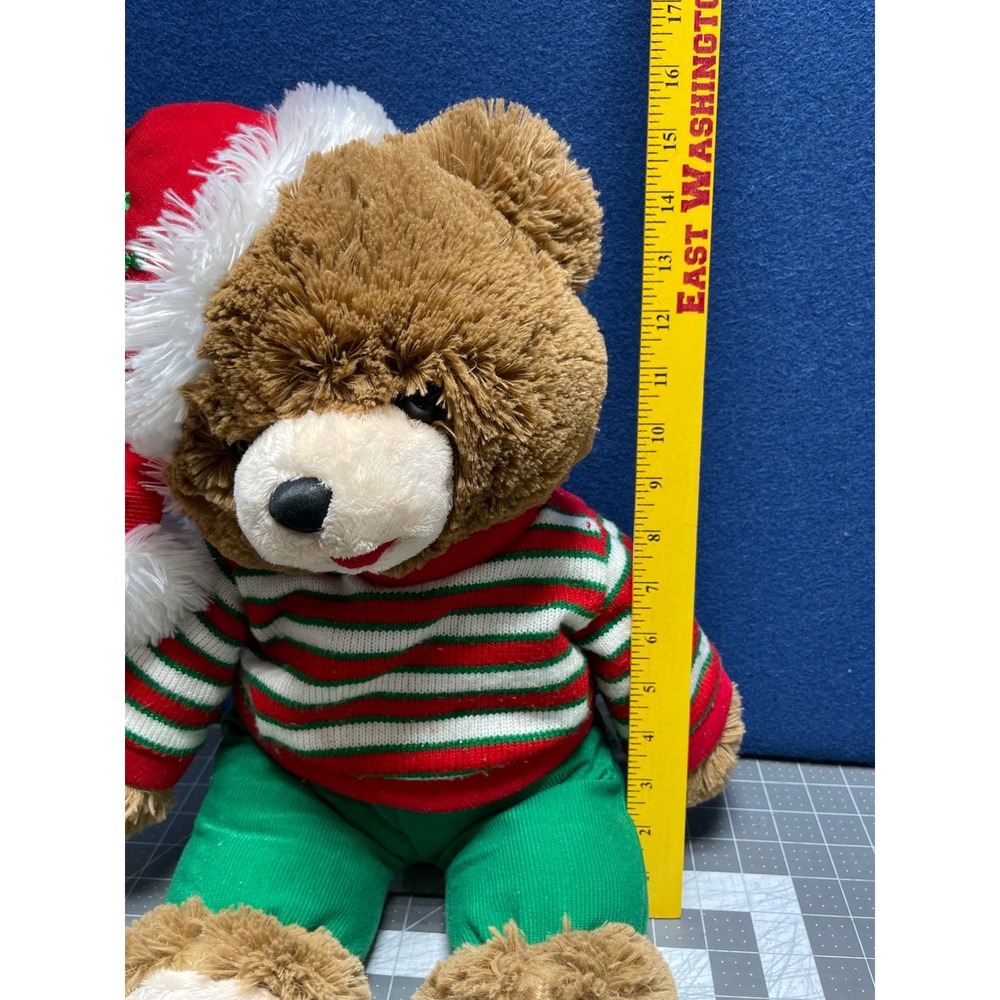 Snowflake Teddy Bear Brown‎ Red Green 2021 Holiday Christmas Striped Sweater - Picture 4 of 11
